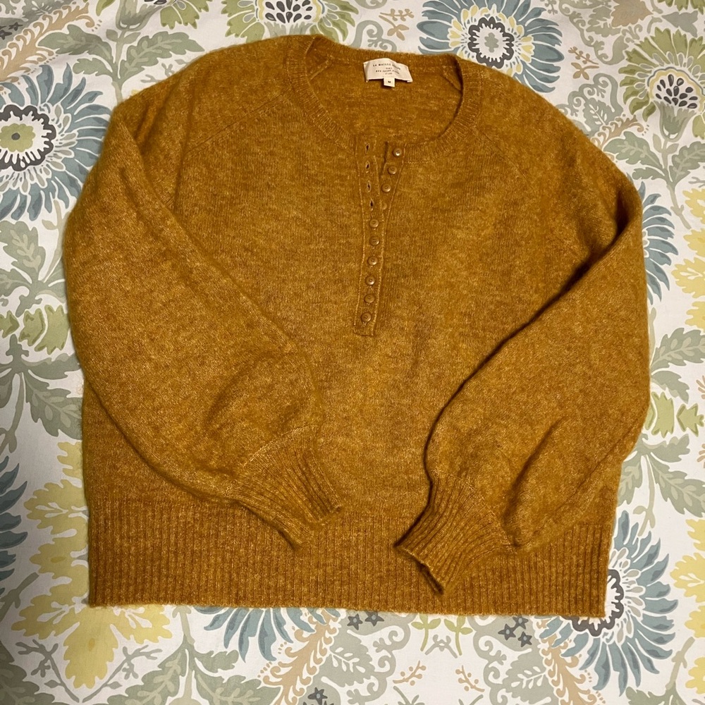 Very EUC Sézane Leon Sweater size M in Cumin (golden yellow) - Picture 9 of 13
